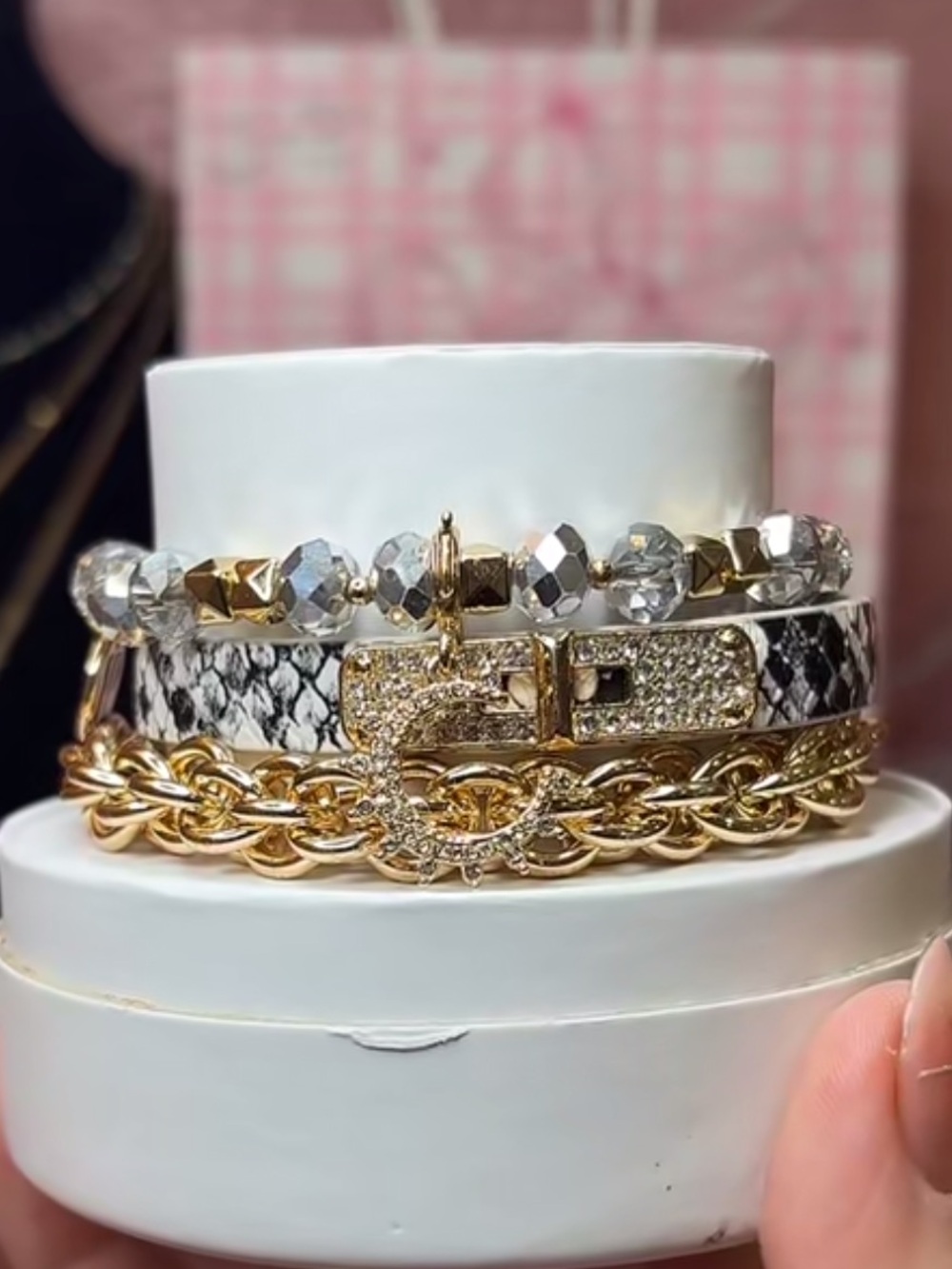 Bomb Party Bracelet stack set with moon charm